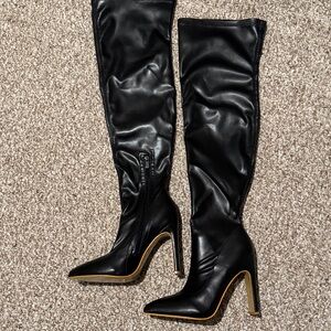 Black Knee-High Leather Boots
